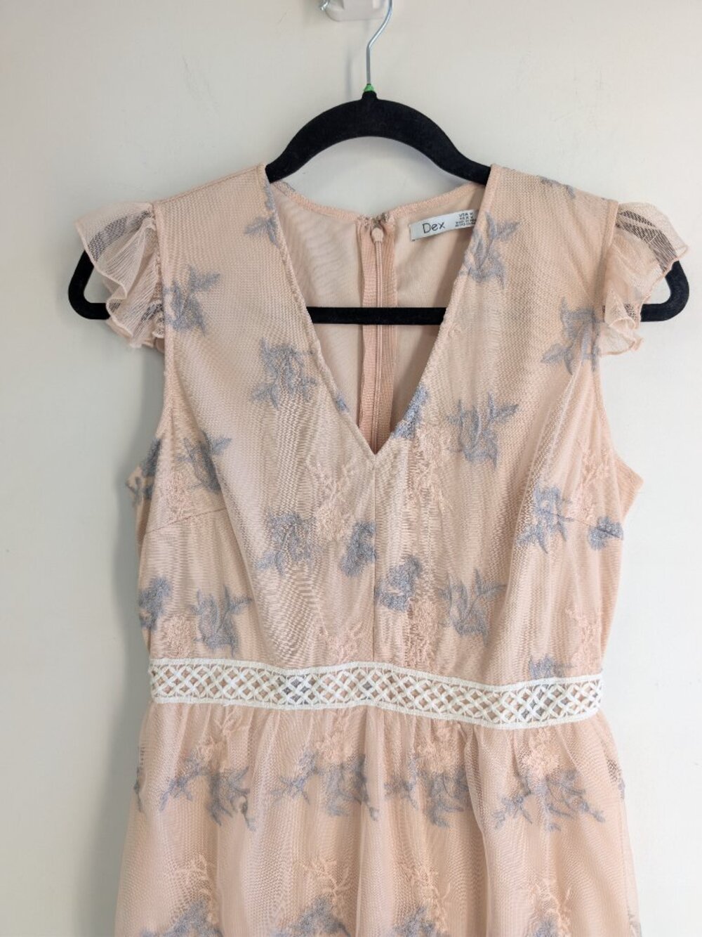 Dex Embroidered Sheer Ruffle Sleeve Mini Dress - Picture 4 of 12